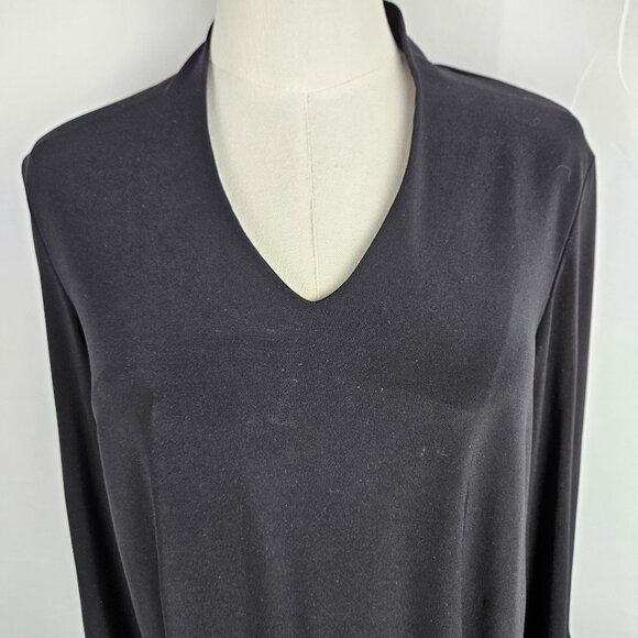 Sympli Tunic Top Size 10 Black Knit V-Neck 3/4 Sleeve Classic Minimalist Staple - Picture 3 of 9